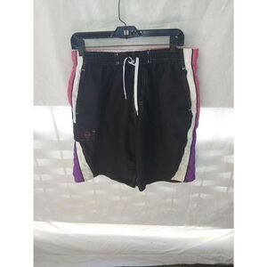 RS Surf Mens Size Large Black Multicolor Mesh Lined Swim Trunks.